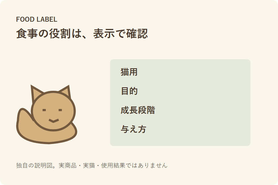 猫のフード表示を読む4項目の独自説明図